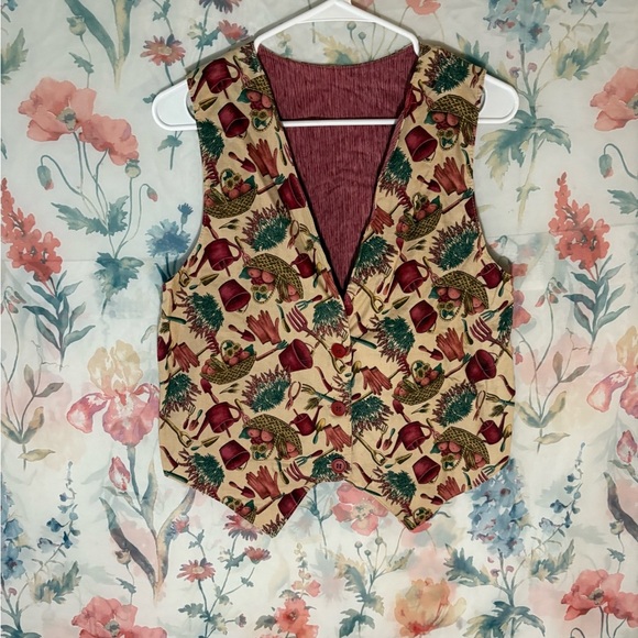 Vintage Gardening Themed Handmade Vest - Picture 1 of 8